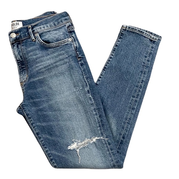 Agolde Denim - Agolde Sophie High Waist Skinny Jeans in Distressed Medium Wash